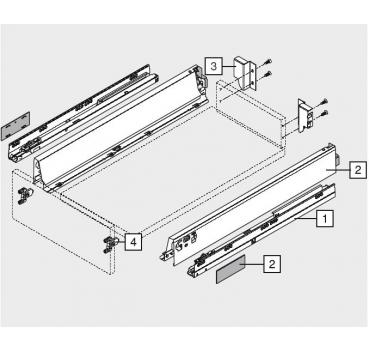 TANDEMBOX antaro Zarge N=68mm, NL=450mm, RAL 9006 weißaluminium, 378N4502SA