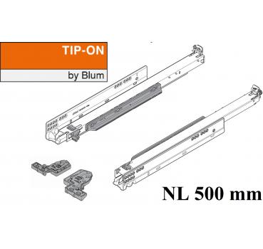 MOVENTO mit TIP-ON, Vollauszug für Holzschubkasten, 40 kg, NL=500mm, mit Kupplungen