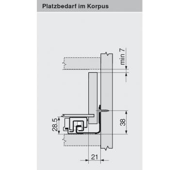 MOVENTO mit BLUMOTION S, Vollauszug für Holzschubkasten, 60 kg, NL=600mm, mit Kupplungen, für TIP-ON-Blumotion, 766H6000S