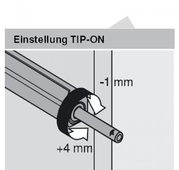 TIP-ON für Türen Langversion mit Puffer für Scharniere mit Federn weiss