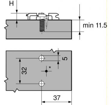 CLIP Montageplatte, 0 mm, Zink, vormontierte Systemschrauben, HV: Langloch