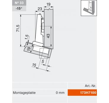 CLIP top BLUMOTION Winkelscharnier -15° III, max. aufschl., Topf: Schrauben