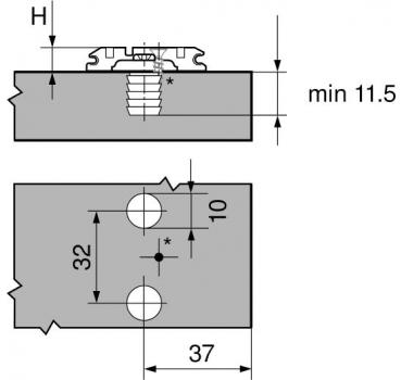 CLIP Montageplatte, 0 mm, Stahl, Einpressen, HV: Langloch