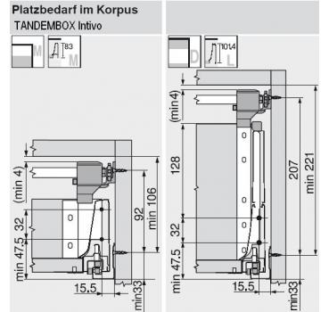 TANDEMBOX Seitenstabilisierung - nach oben gebaut, NL=450mm, Vollauszug, Schubkasten/Frontauszug ZST.450BA