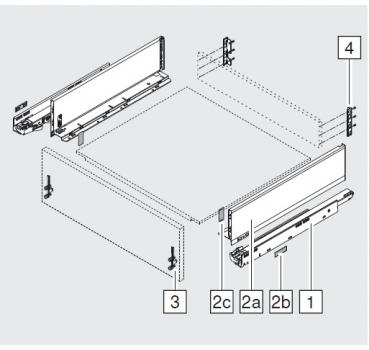 blum LEGRABOX pure Zarge K=128,3mm, NL=400 mm, polarsilber matt