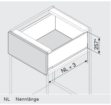 blum LEGRABOX pure Zarge F=239,9mm, NL=600 mm, terraschwarz matt 770F6002S