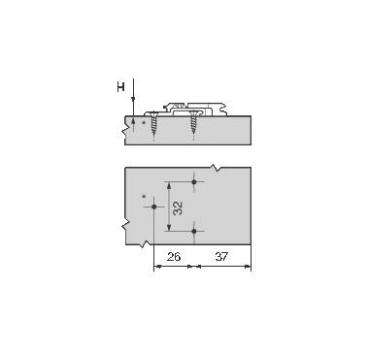 CLIP Montageplatte, 0 mm, Zink, Spax-Schrauben, HV: 2-teilig