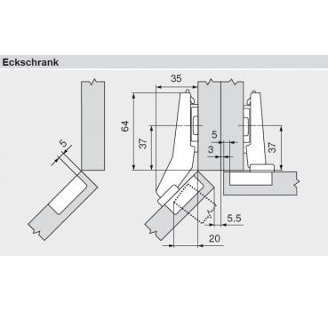 CLIP top BLUMOTION Winkelscharnier 45° I, halbaufschlagend, Topf: INSERTA