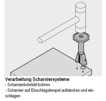 Einschlagstempel Scharniere, CLIP top BLUMOTION-, CLIP top-, MODUL-Scharniere