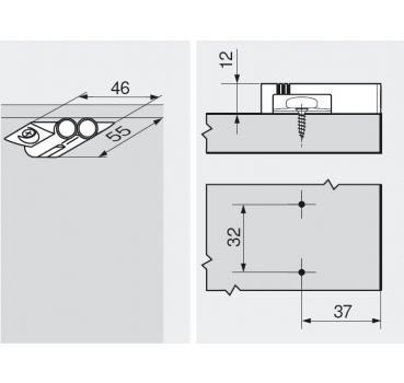 BLUMOTION Doppeladapterplatte, kreuz (37/32), Kunststoff, Spax-Schrauben