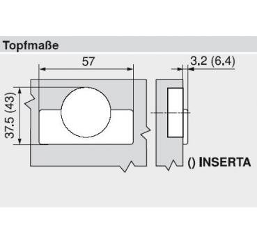 CLIP top Standardscharnier 110°, hochgekröpft, ohne Feder, Topf: INSERTA