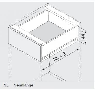 blum LEGRABOX pure Zarge K=128,3mm, NL=400 mm, polarsilber matt