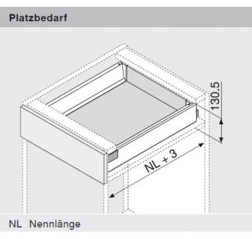 TANDEMBOX antaro Zarge K=115mm, NL=300mm, RAL 9006 weißaluminium 378K3002SA