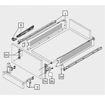 blum METABOX Stahlzarge M = 86 mm, Teilauszug, 25 kg, NL=400 mm, Schraubversion