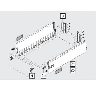 TANDEMBOX antaro Zarge K=115mm, NL=300mm, RAL 9006 weißaluminium 378K3002SA