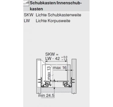 TANDEM Teilauszug 30 kg, NL=550 mm mit Kupplungen, für TIP-ON