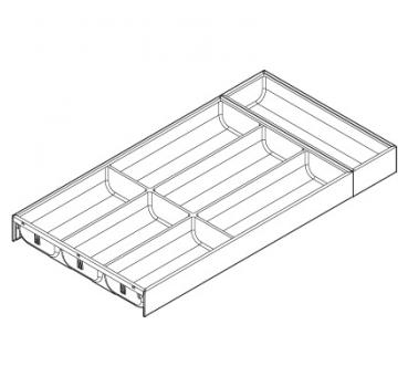 Besteckeinsatz für LEGRABOX Schubkasten, Kunststoff mit Softtouch Oberfläche, 7 Besteckfächer, NL=600 mm, Breite=300 mm
