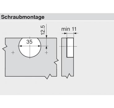 CLIP top 60° Eckschrank-Falttürscharnier, mit Feder, Topf: Schrauben