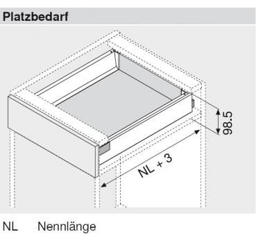 TANDEMBOX antaro Zarge M=83mm, NL=270mm, seidenweiß 378M2702SA