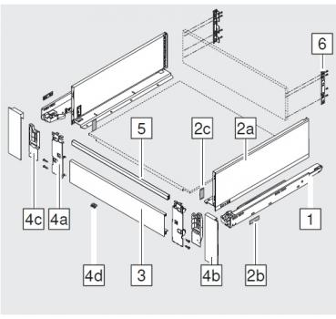 LEGRABOX Querreling, für Innenauszug, bis KB=1200 mm, zum Ablängen, seidenweiß/oriongrau/polarsilber/terraschwarz/elox.