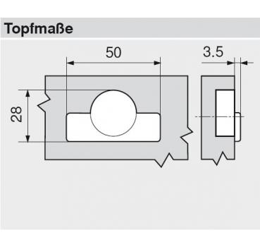 Restposten! CLIP top Mini-Winkelscharnier 45° II, aufschlagend, mit Feder, Topf: Schrauben