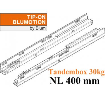 TANDEMBOX TIP-ON Blumotion Korpusschiene Vollauszug, 30 kg, NL= 400mm, li/re