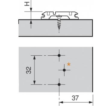 CLIP Montageplatte, 3 mm, Stahl, Spax-Schrauben, HV: Langloch