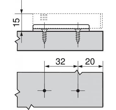 BLUMOTION Adapterplatte, gerade (30/32), für Spax 3,5mm, Zink vernickelt