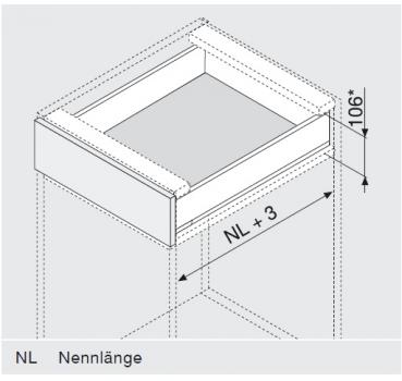 blum LEGRABOX pure Zarge M=90,3mm, NL=400 mm, Inox