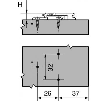 CLIP Montageplatte, 18 mm, Zink, Spax-Schrauben, HV: 2-teilig