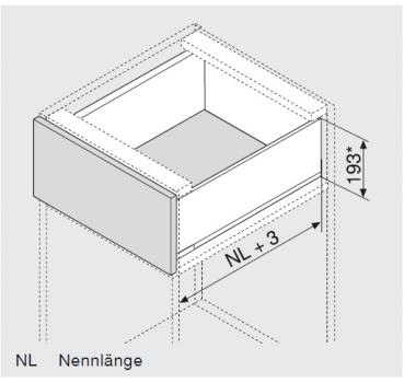 blum LEGRABOX pure Zarge C=176,8mm, NL=550 mm, polarsilber matt