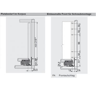 blum LEGRABOX pure Zarge F=239,9mm, NL=600 mm, Inox 770F6002I