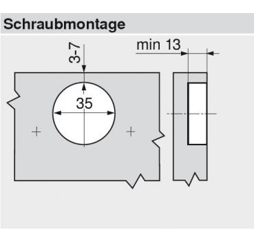 CLIP top BLUMOTION Winkelscharnier 45° I, halbaufschlagend, Topf: Schrauben