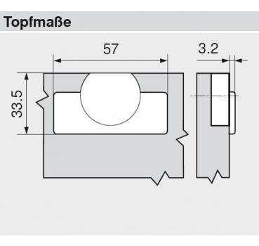 CLIP top 60° Eckschrank-Falttürscharnier, mit Feder, Topf: Einpressen