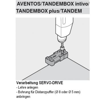 Bohrlehre für Distanzpuffer AVENTOS, TANDEMBOX, TANDEM; MIETKAUTION