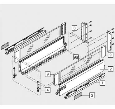 TANDEMBOX intivo Zarge L=101mm, NL=450mm, schwarz