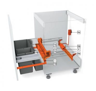 SERVO-DRIVE uno  Spezial-Rückwand-Set hängende Mülllösung, für Seitenwandstärke 18/19mm