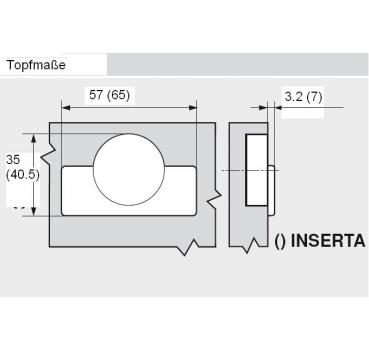 CLIP top Profiltürscharnier 95°, 9,5mm gekröpft, mit Feder, Topf: INSERTA