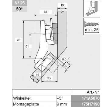 CLIP top BLUMOTION Winkelscharnier 45° I, halbaufschlagend, Topf: Schrauben