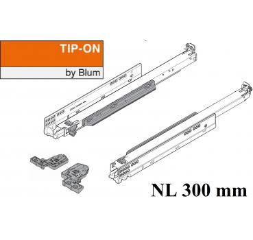 MOVENTO mit TIP-ON, Vollauszug für Holzschubkasten, 40 kg, NL=300mm, mit Kupplungen