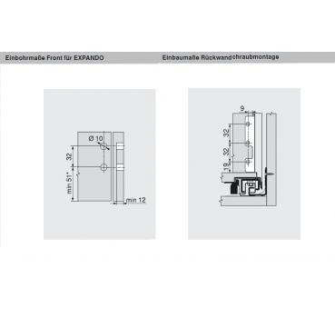 blum LEGRABOX pure Zarge K=128,3mm, NL=400 mm, Inox