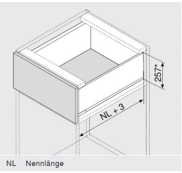 blum LEGRABOX pure Zarge F=239,9mm, NL=450 mm, Inox 770F4502I