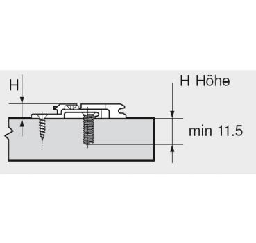 CLIP Montageplatte, 0 mm, (37/25), Zink, Systemschrauben, HV: 2-teilig