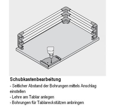 Bohrlehre für Tablareckstützen TANDEM, STANDARD, MOVENTO