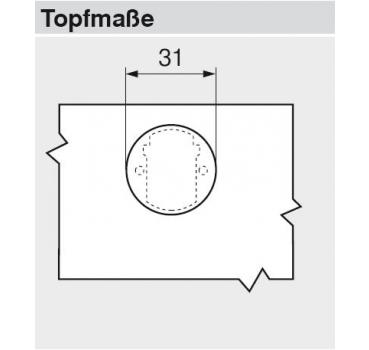 CLIP top Winkelscharnier für Glastüren 20° II, aufschlagend, mit Feder, Topf: Schrauben