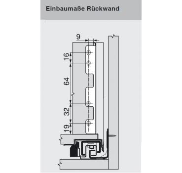 LEGRABOX Holzrückwandhalter, Höhe C=189 mm, polarsilber ZB7C000S