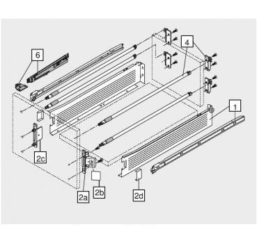 Reling verstellbar für Nennlänge 450 mm, für Reling B/Doppel-Reling B/BOXSIDE D