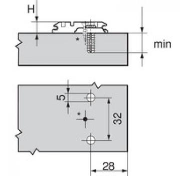 CLIP Montageplatte, (28/32mm) 0 mm, Stahl, EXPANDO, HV: Langloch 500 Stück