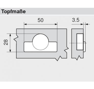 CLIP top Minischarnier 94°, gerade, mit Feder, Topf: Schrauben