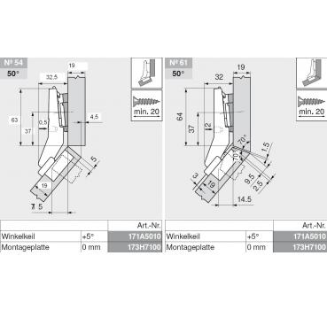 CLIP top BLUMOTION Winkelscharnier 45° I, halbaufschlagend, Topf: Schrauben